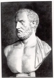 Büste von Thukydides (ca. 471-400 v. Chr.), graviert von Barbant